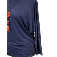 Tunika Amaya z marszczeniem na biodrach - granatowa